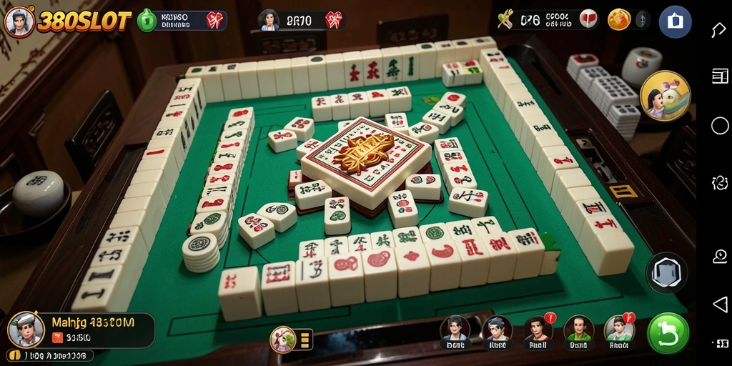 Screenshot gameplay <strong>380SLOT</strong> menunjukkan ubin-ubin Mahjong yang berwarna-warni dan antarmuka yang menarik.