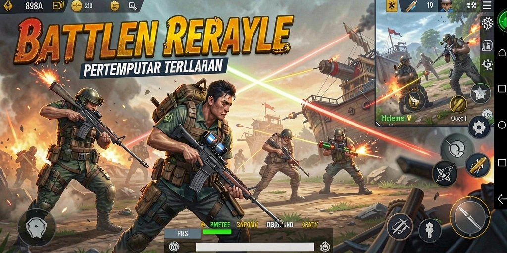 Screenshot menampilkan aksi menegangkan dalam gameplay Battle Royale.