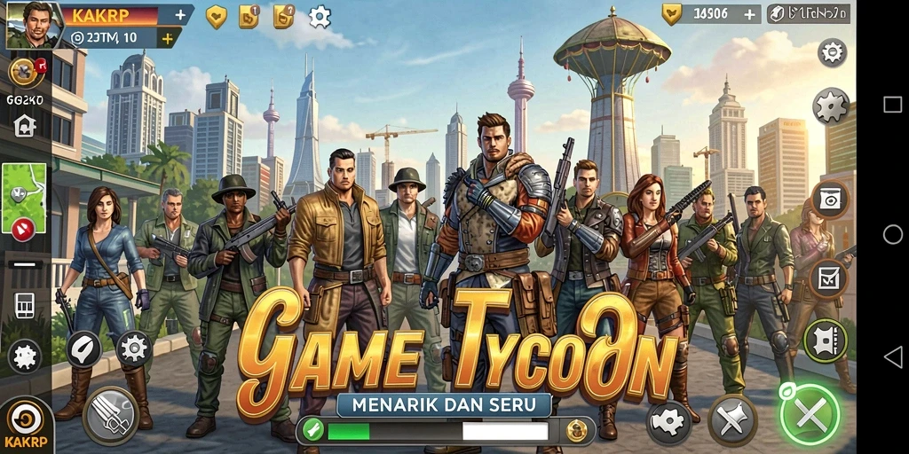 Tampilan gameplay seru dalam KAKRP yang menunjukkan dinamika bisnis Tycoon.