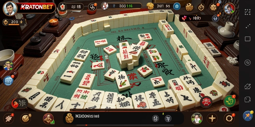 Tampilan gameplay seru di KRATONBET dengan grafis Mahjong yang menawan.