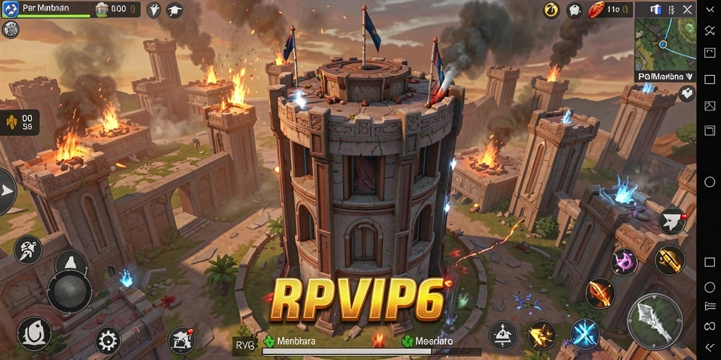 Tampilan gameplay RPVIP6 yang menampilkan pertahanan menara yang mendebarkan.