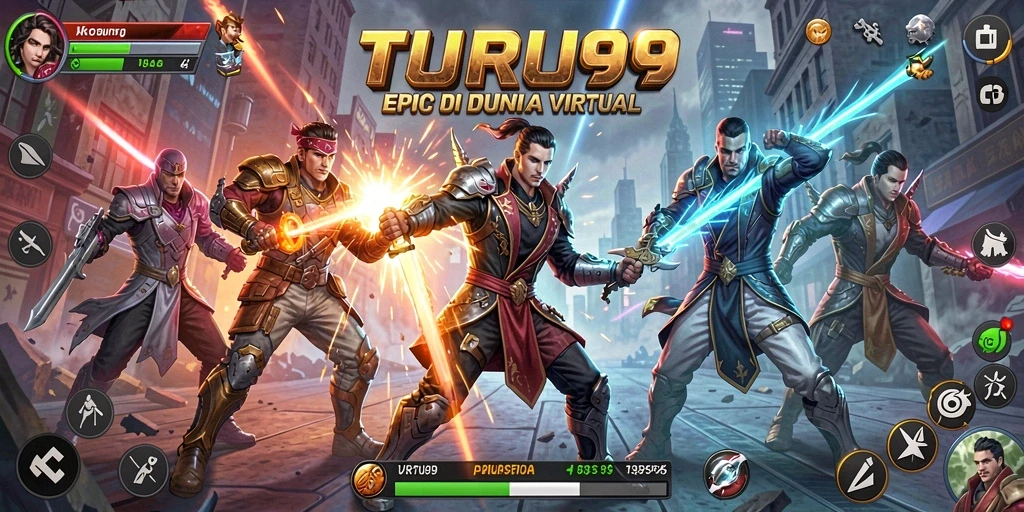 Gameplay TURU99 yang dinamis dan seru dalam pertarungan.