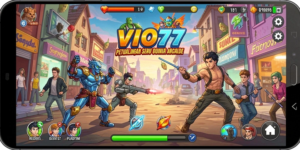 Tampilan screenshot utama VIO77 menampilkan aksi seru dalam permainan Arcade.